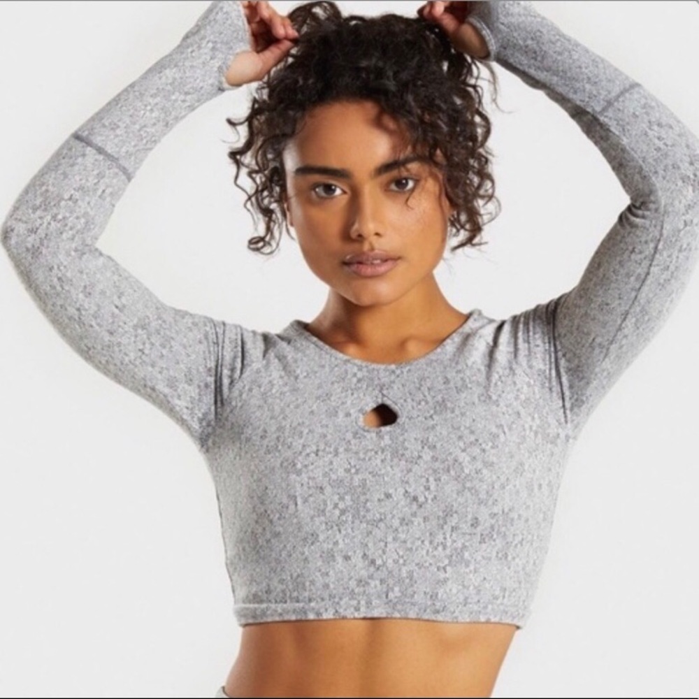 NWT Gymshark Fleur Texture Long Sleeve Crop Top